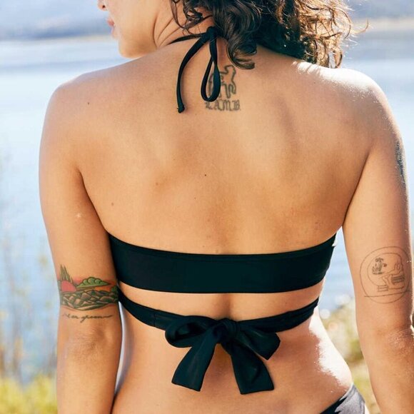 Aerie Wrap Halter Adjustable Straps Bikini Top Dark Yellow Size XXS NWOT - Picture 4 of 6